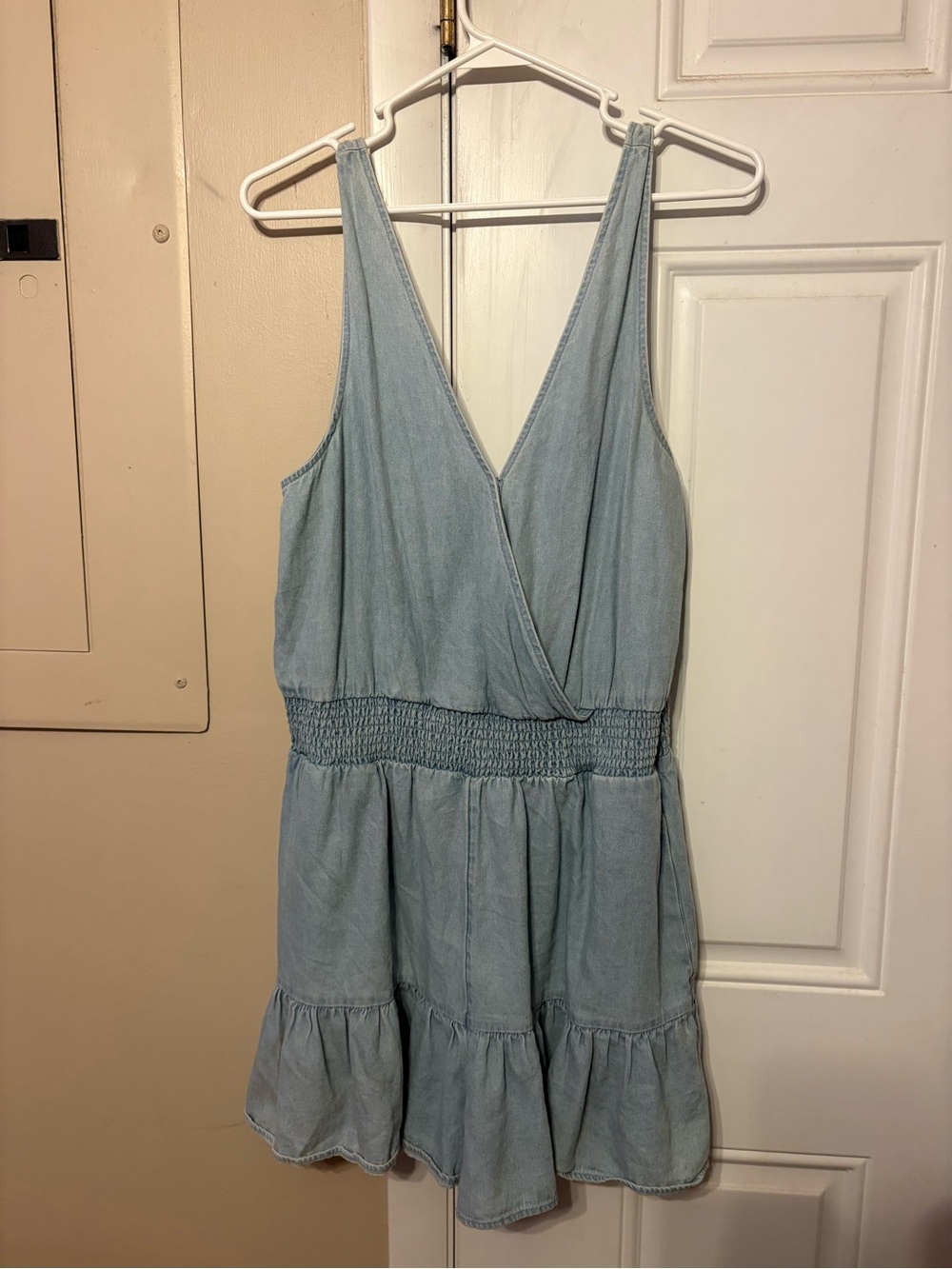 American Eagle Outfitters Light Blue Denim Romper